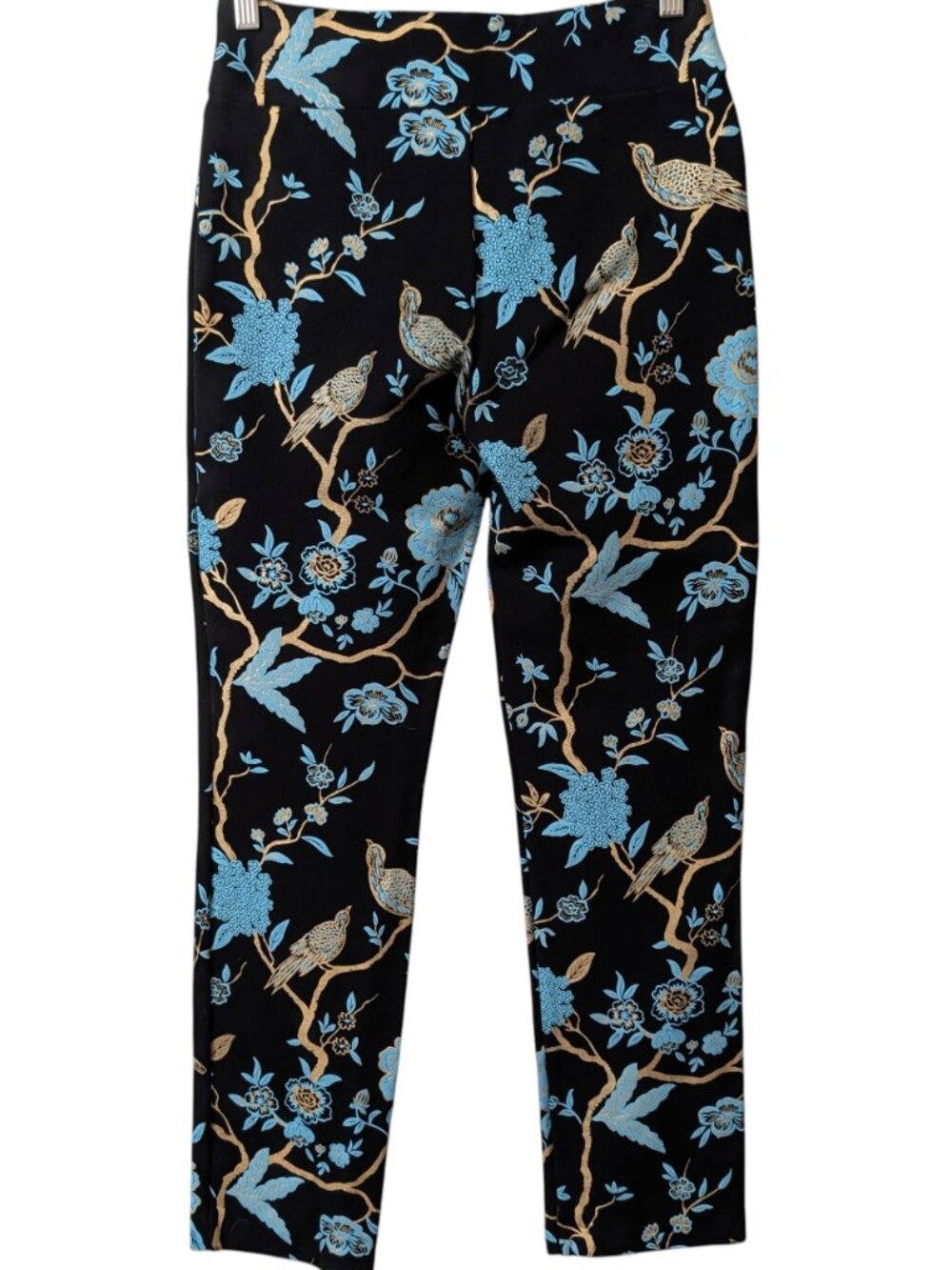 Soft Surroundings Size S Black Blue Gold Chinoiserie Bird Floral Blazer Pant Set - Picture 7 of 12